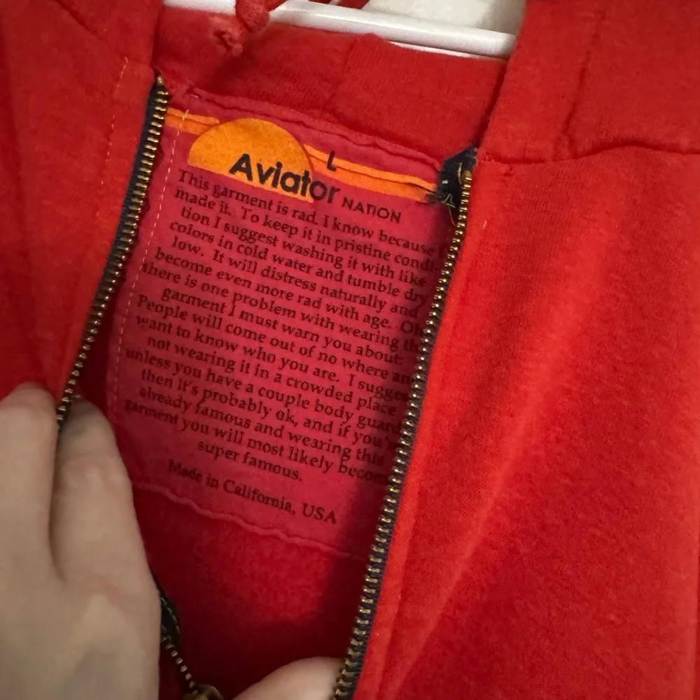 Aviator Nation bright red bolt hoodie full zip jacket large oversized ⚡️ - Picture 8 of 13